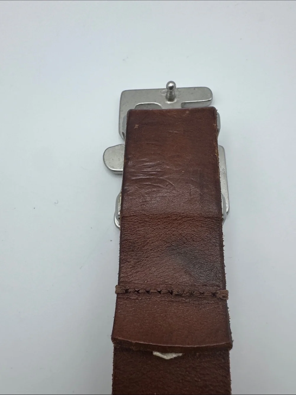Unique Vintage Ralph Lauren Brown Leather RLL Monogram Buckle Belt Size L